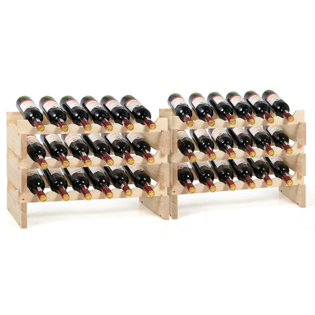 Wine Rack 36 Bottles Modular Stackable Storage Wooden Pine Material ...