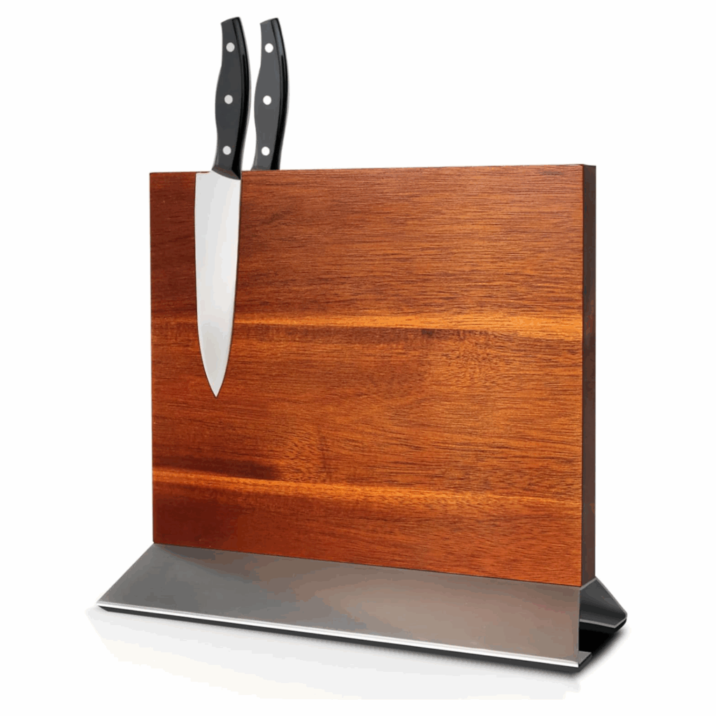 Magnetic Knife Block Double-Sided Acacia Wood Knife Holder with Strong ...
