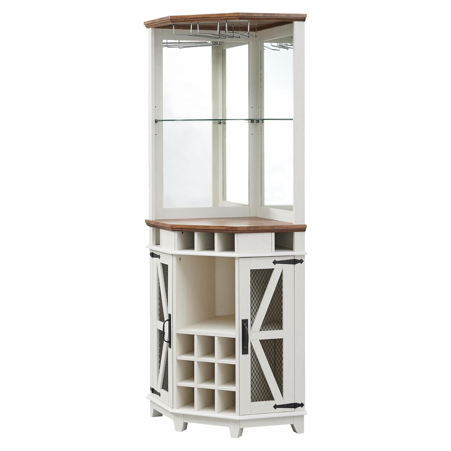 Farmhouse Corner Bar Cabinet with LED - Image 4