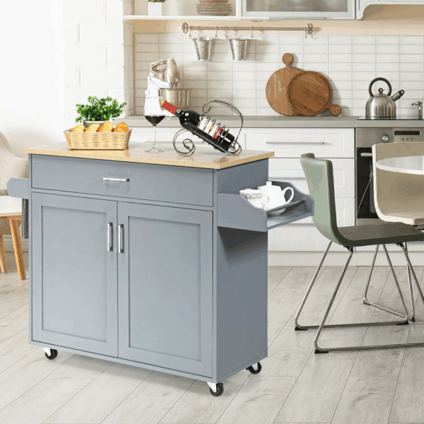 Gray Rolling Kitchen Island Storage Cart
