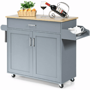 Alternative view of Gray Rolling Kitchen Island Storage Cart