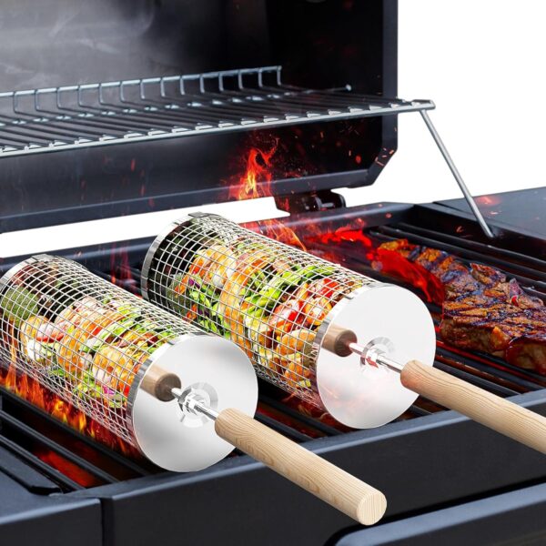 Rolling Grill Baskets with Handles