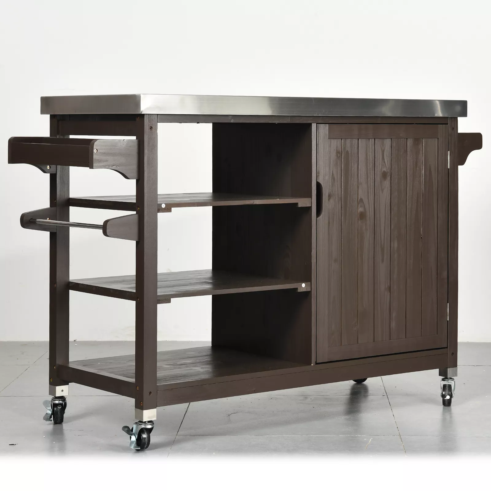 Outdoor Wood Grill Cart with Storage - Image 2