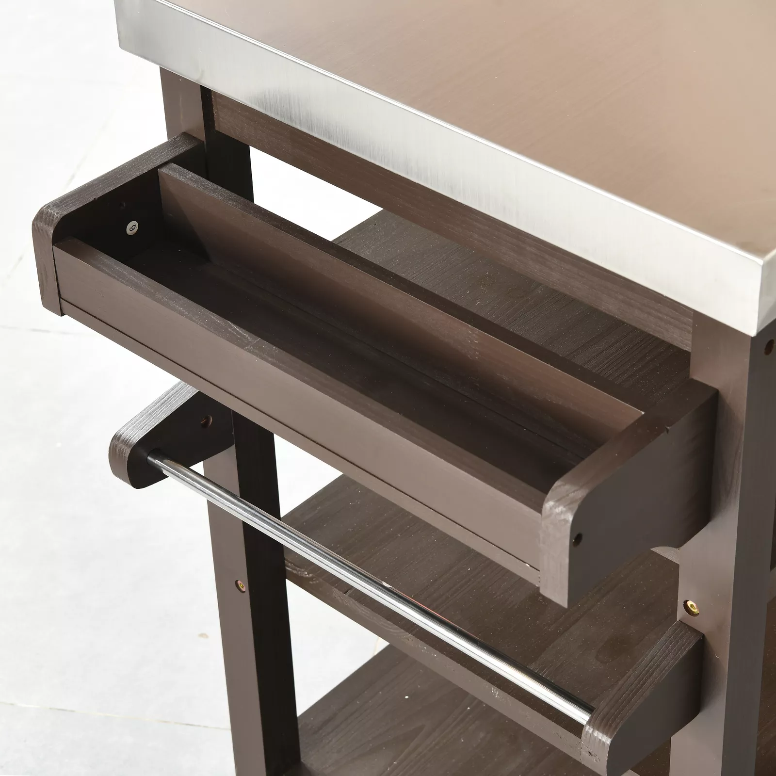Outdoor Wood Grill Cart with Storage - Image 3